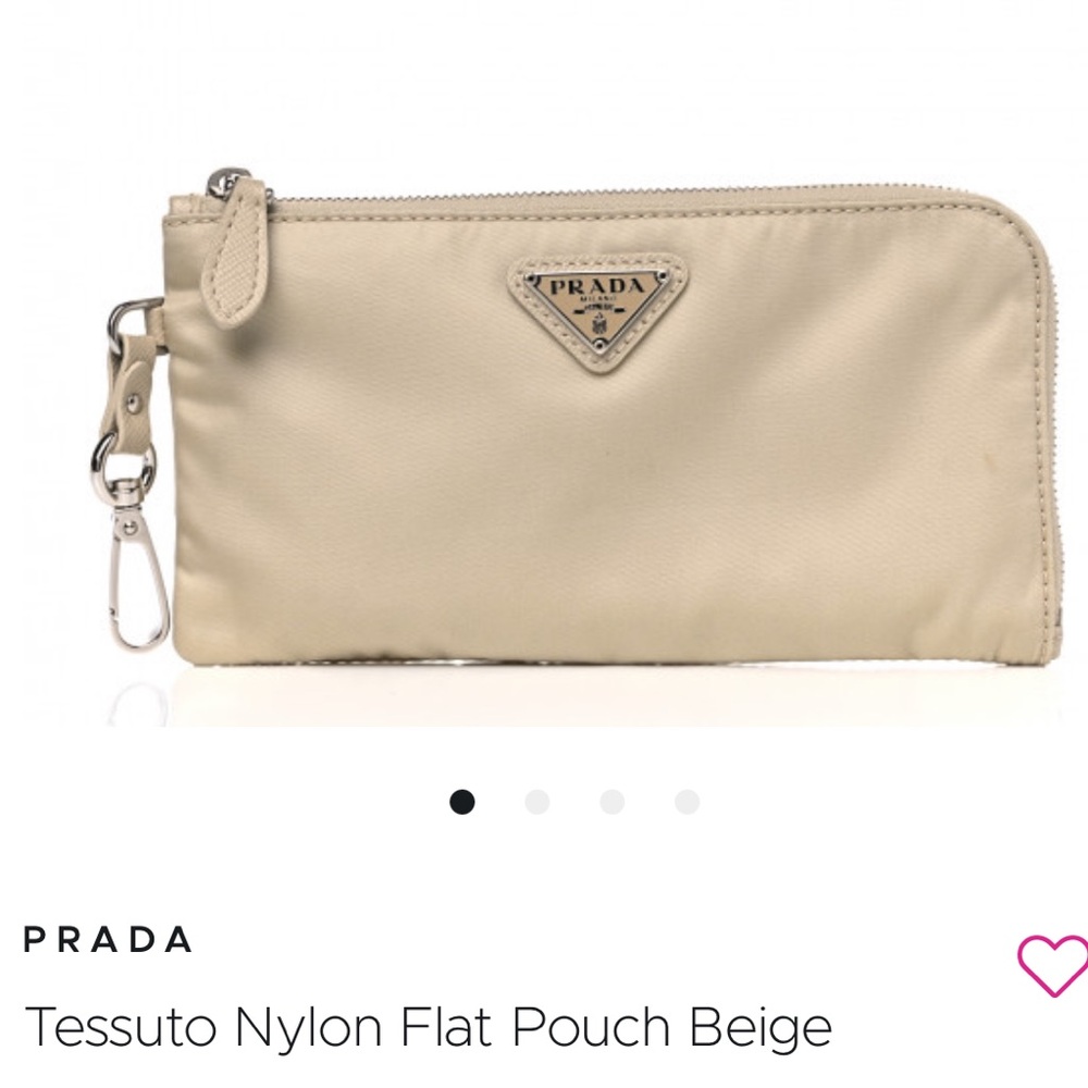 PRADA Beige Re-Nylon Zip Around Pouch